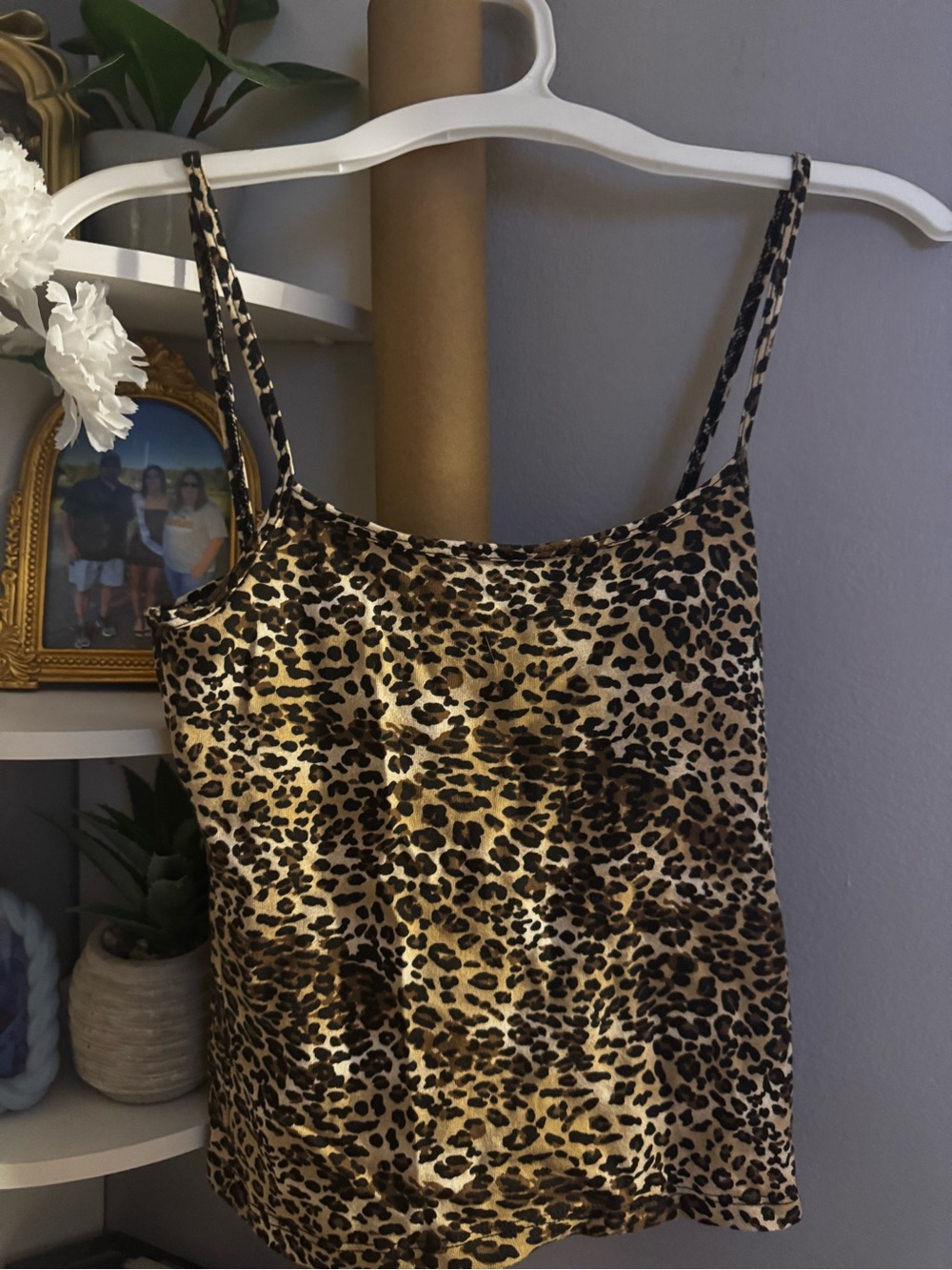 Brandy Melville Leopard-Print Satin Cami in Brown and Tan